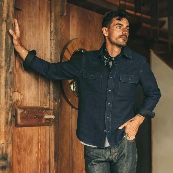Taylor Stitch Division Heavy 11.5oz Organic Cotton Shirt In Rinsed Indigo 38